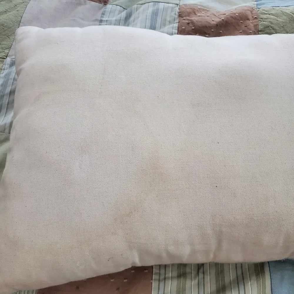 Devi Designs Pillow Farmhouse Beige Blue‎ Geometric Design 26x15 Light Dirt Mark